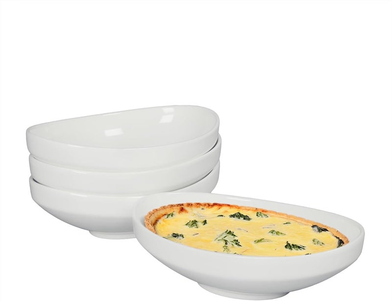 dingdaer Au Gratin Baking Dishes 7'' x 4'', 12 OZ Ceramic Oval Baking Dish for Single Serving, Individual Casserole Dishes Oven Safe, Set of 4 Oval serving bowl for food, Side Dishes, Salad, Pasta - Image 1